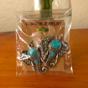 Blue Stone Elephant Head Earrings